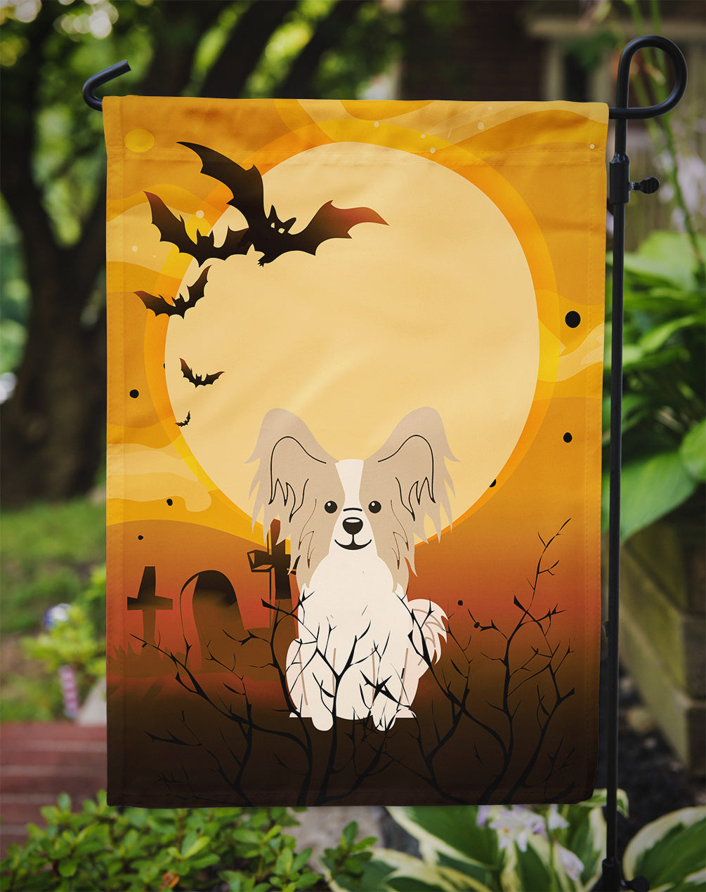 Halloween Papillon Sable White Garden Flag Mailbox Decorative Yard Banner Outside Patio Artwork for Flower Beds, Garden Size, Multicolor