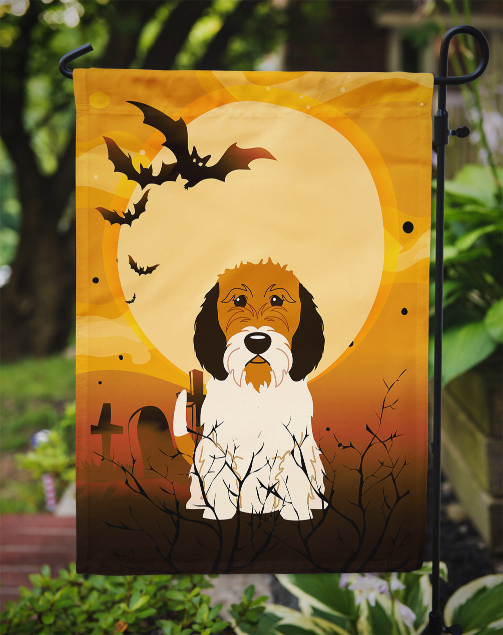 Halloween Petit Basset Griffon Veenden Garden Flag Mailbox Decorative Yard Banner Outside Patio Artwork for Flower Beds, Garden Size, Multicolor