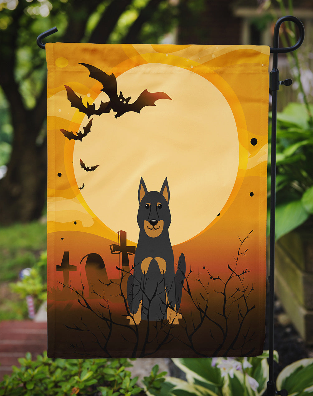 Halloween Beauce Shepherd Dog Garden Flag Mailbox Decorative Yard Banner Outside Patio Artwork for Flower Beds, Garden Size, Multicolor