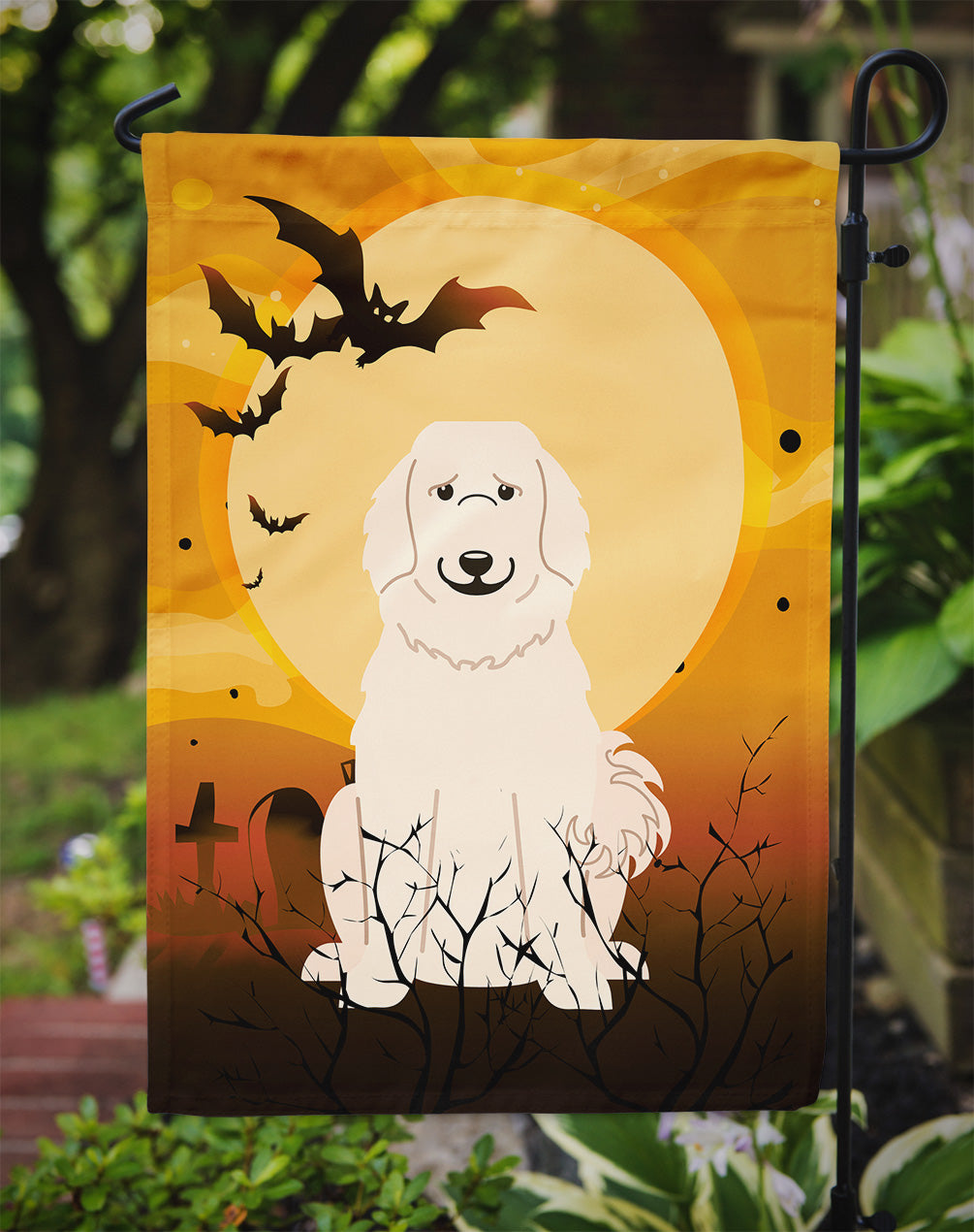 Halloween Great Pyrenese Garden Flag Mailbox Decorative Yard Banner Outside Patio Artwork for Flower Beds, Garden Size, Multicolor