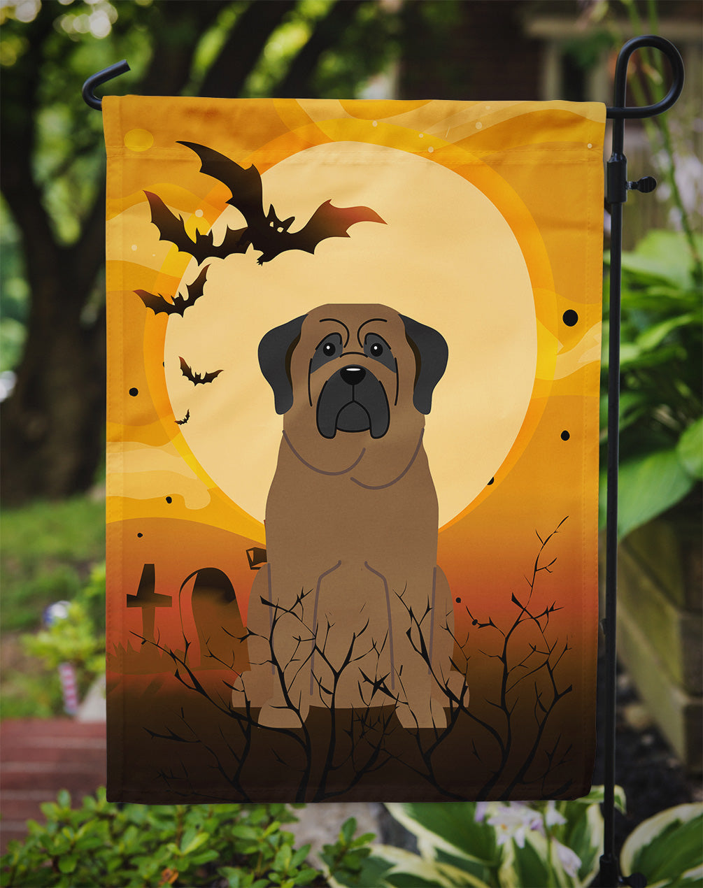 Halloween Bullmastiff Garden Flag Mailbox Decorative Yard Banner Outside Patio Artwork for Flower Beds, Garden Size, Multicolor