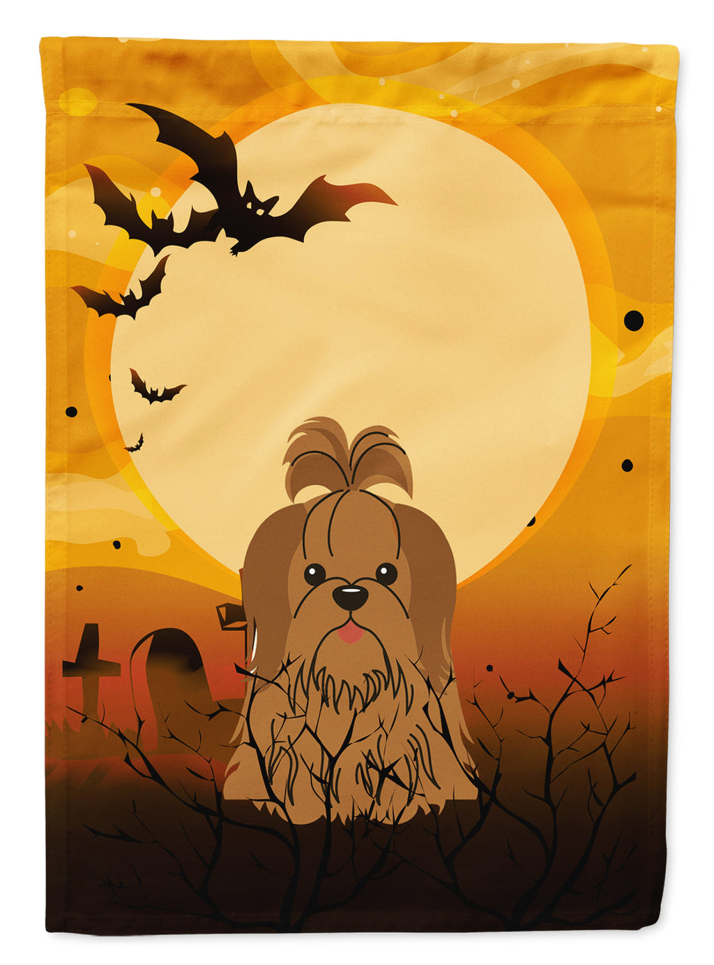 Halloween Shih Tzu Silver Chocolate Garden Flag Mailbox Decorative Yard Banner Outside Patio Artwork for Flower Beds, Garden Size, Multicolor