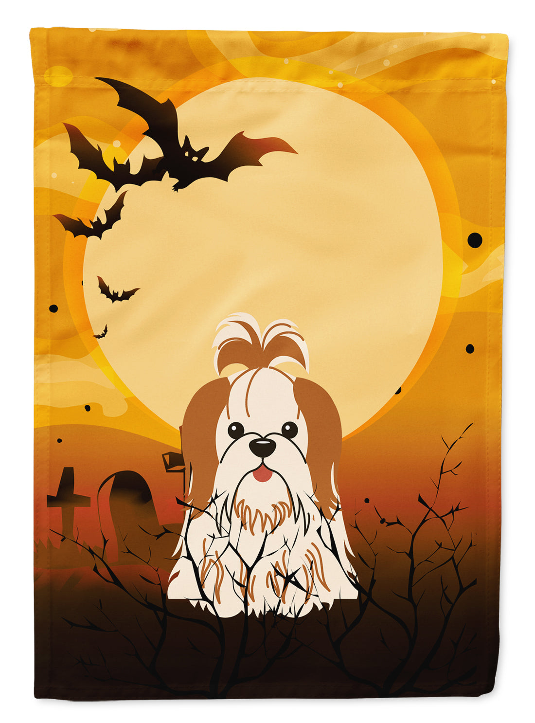 Halloween Shih Tzu Red White Garden Flag Mailbox Decorative Yard Banner Outside Patio Artwork for Flower Beds, Garden Size, Multicolor