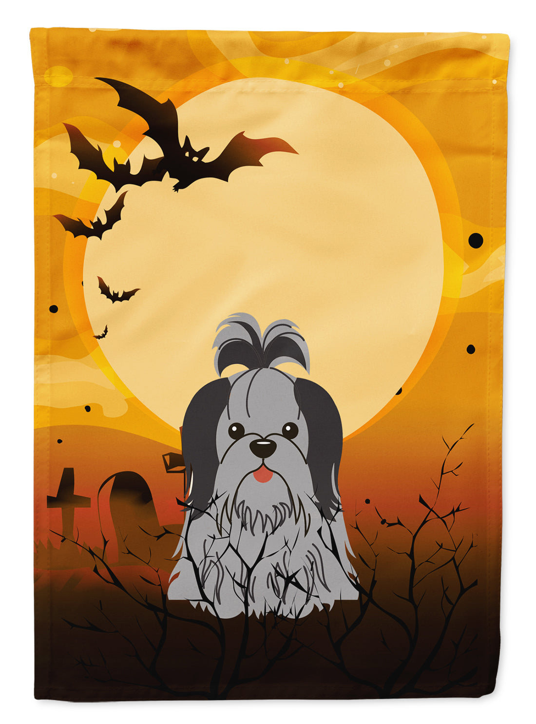 Halloween Shih Tzu Black Silver Garden Flag Mailbox Decorative Yard Banner Outside Patio Artwork for Flower Beds, Garden Size, Multicolor