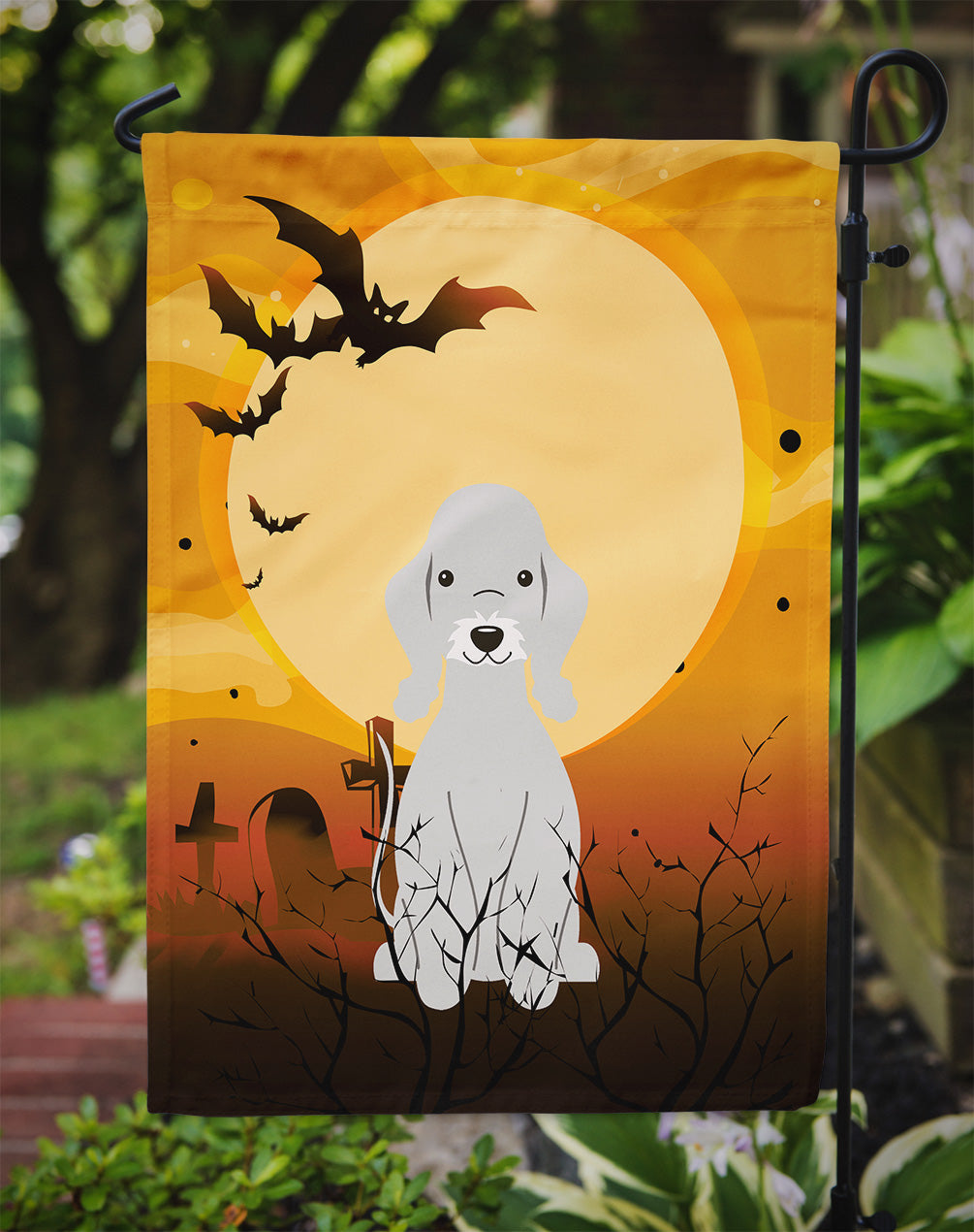 Halloween Bedlington Terrier Blue Garden Flag Mailbox Decorative Yard Banner Outside Patio Artwork for Flower Beds, Garden Size, Multicolor