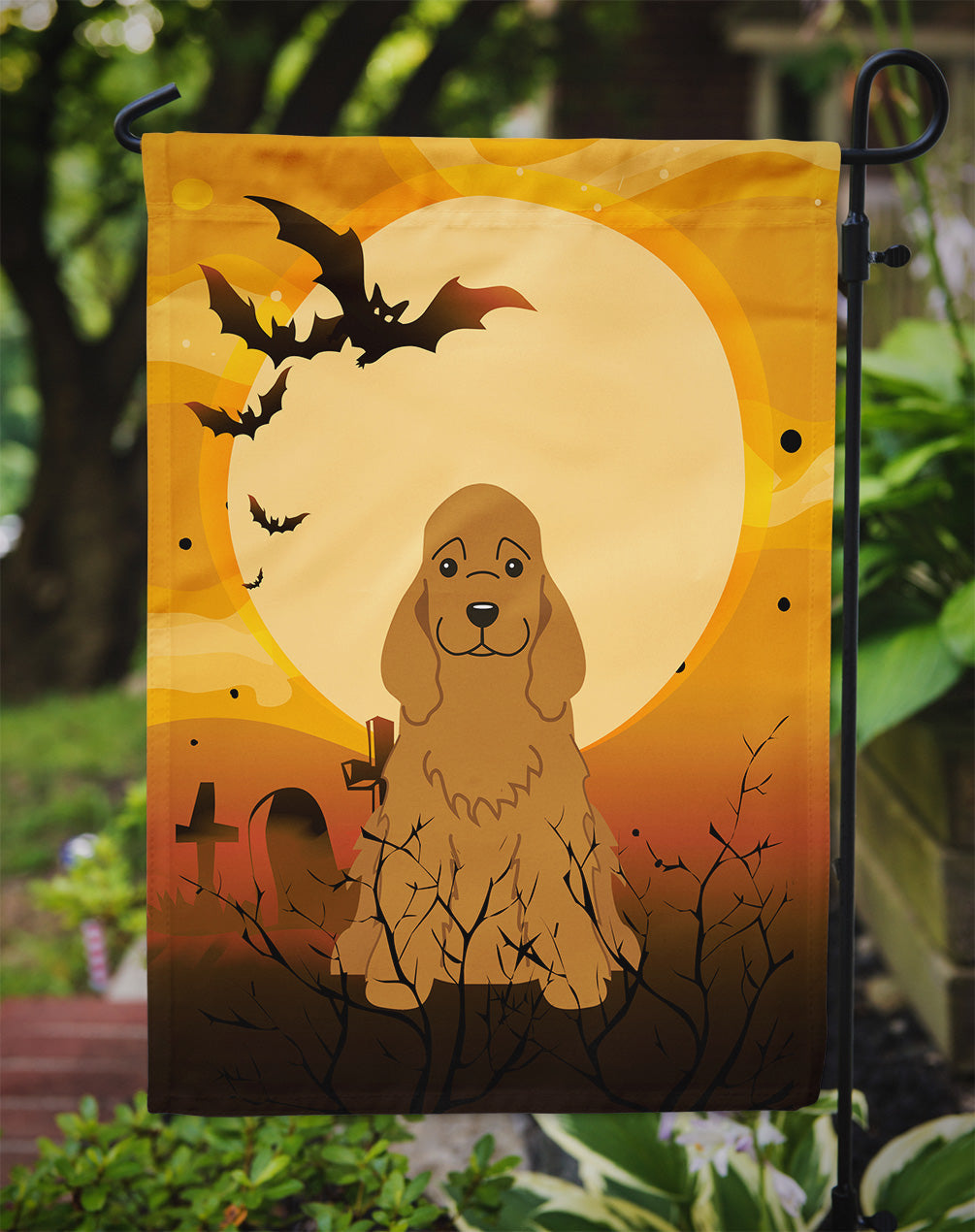 Halloween Cocker Spaniel Red Garden Flag Mailbox Decorative Yard Banner Outside Patio Artwork for Flower Beds, Garden Size, Multicolor