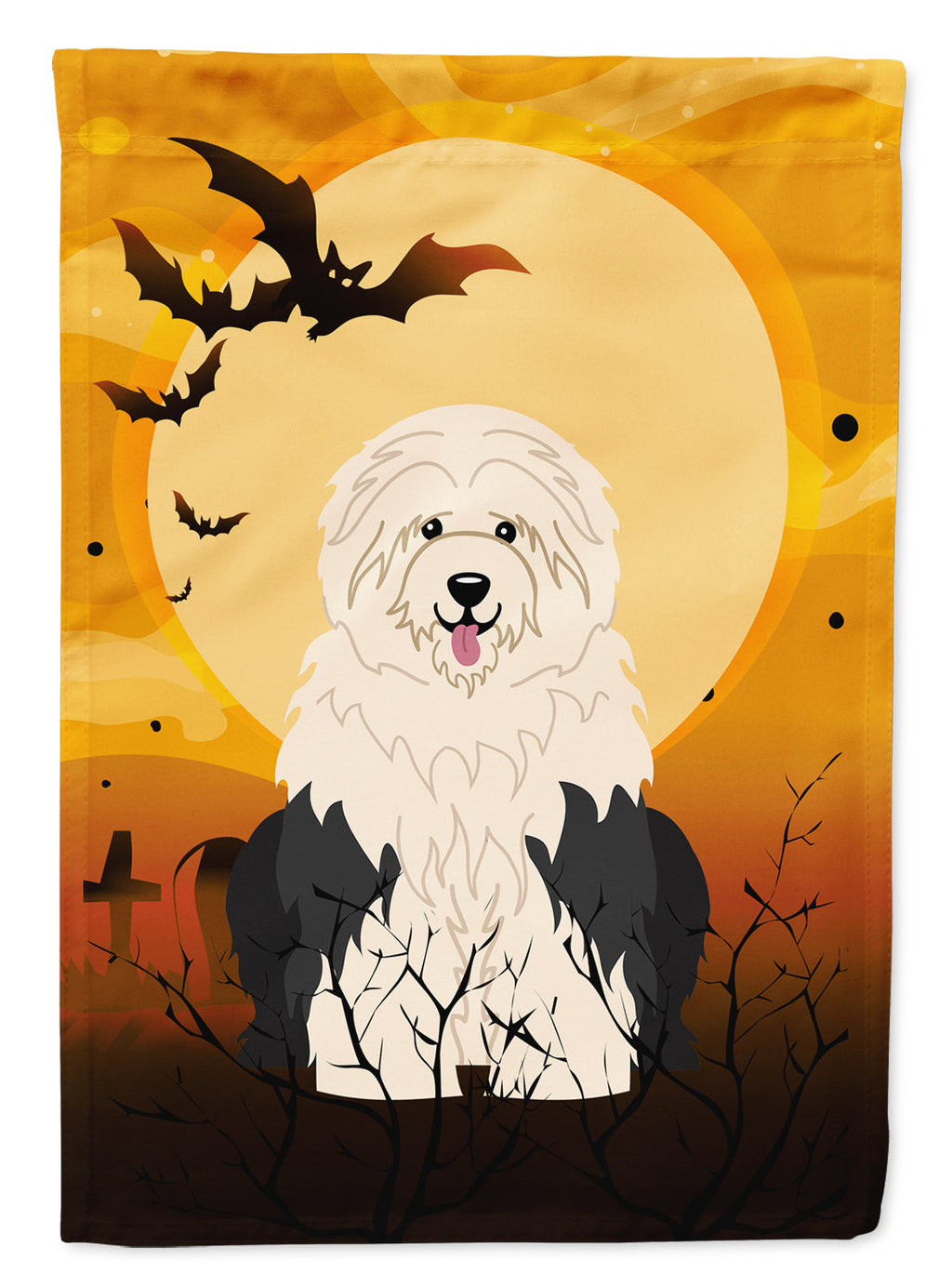 Halloween Old English Sheepdog Garden Flag Mailbox Decorative Yard Banner Outside Patio Artwork for Flower Beds, Garden Size, Multicolor