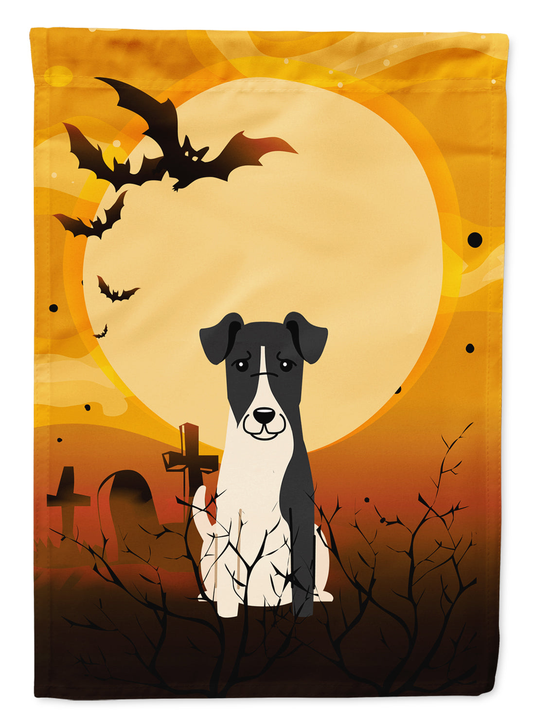 Halloween Smooth Fox Terrier Garden Flag Mailbox Decorative Yard Banner Outside Patio Artwork for Flower Beds, Garden Size, Multicolor