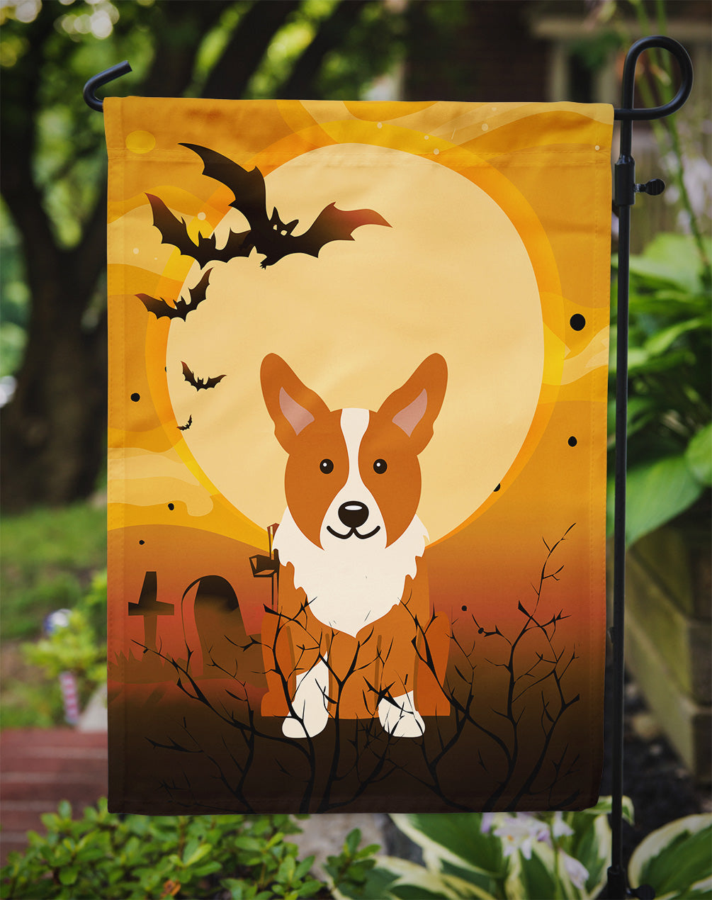 Halloween Corgi Garden Flag Mailbox Decorative Yard Banner Outside Patio Artwork for Flower Beds, Garden Size, Multicolor