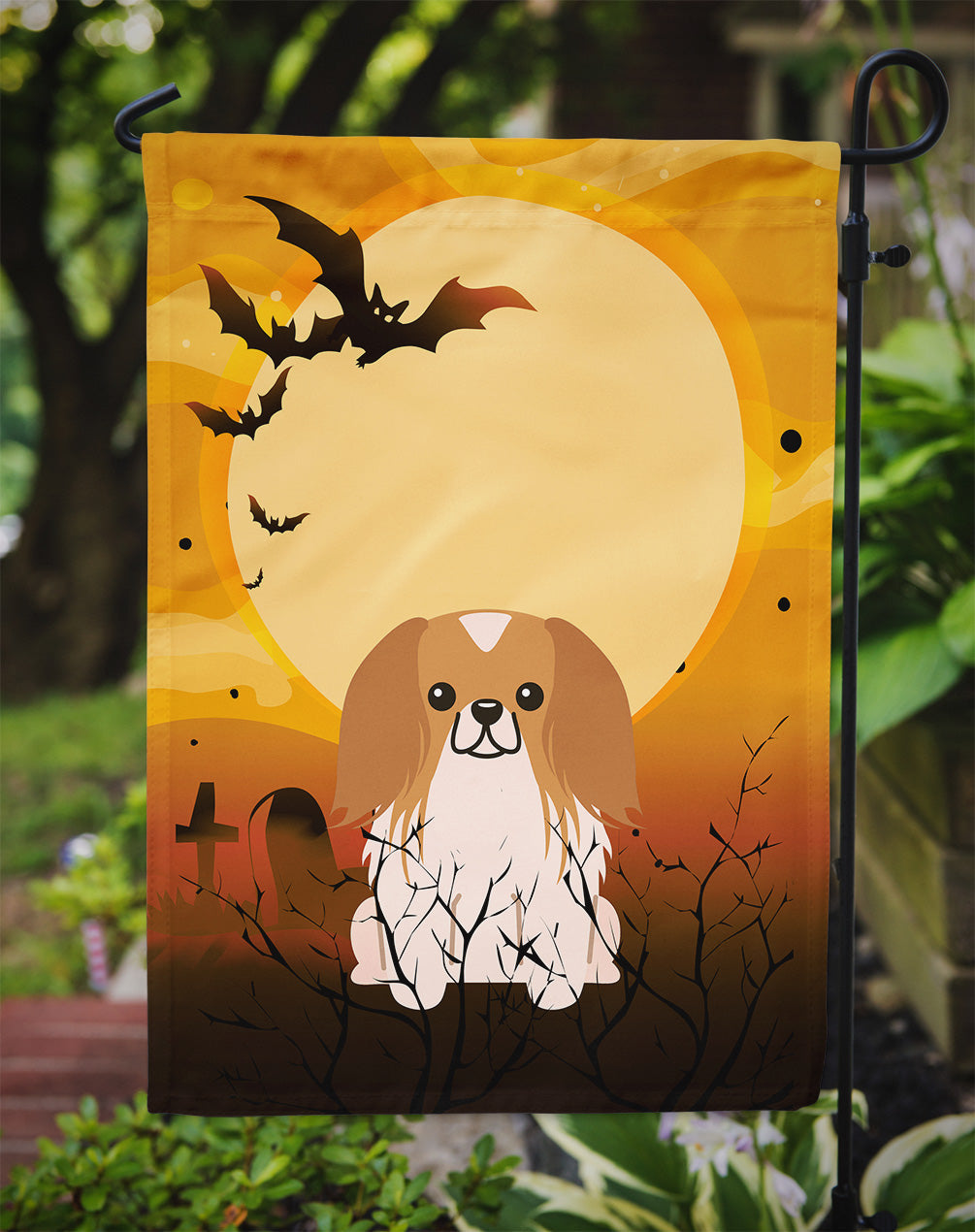 Halloween Pekingese Red White Garden Flag Mailbox Decorative Yard Banner Outside Patio Artwork for Flower Beds, Garden Size, Multicolor
