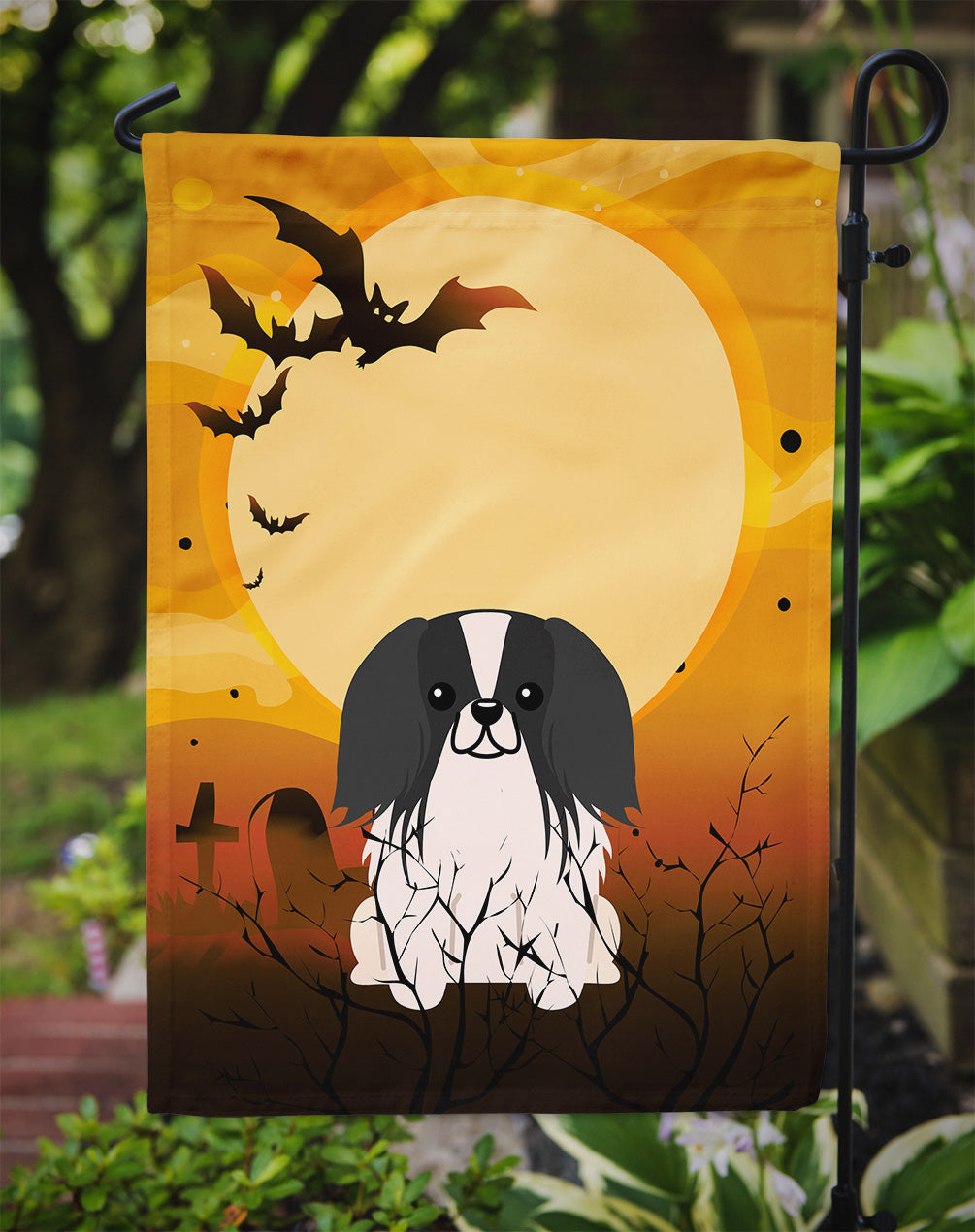 Halloween Pekingese Black White Garden Flag Mailbox Decorative Yard Banner Outside Patio Artwork for Flower Beds, Garden Size, Multicolor