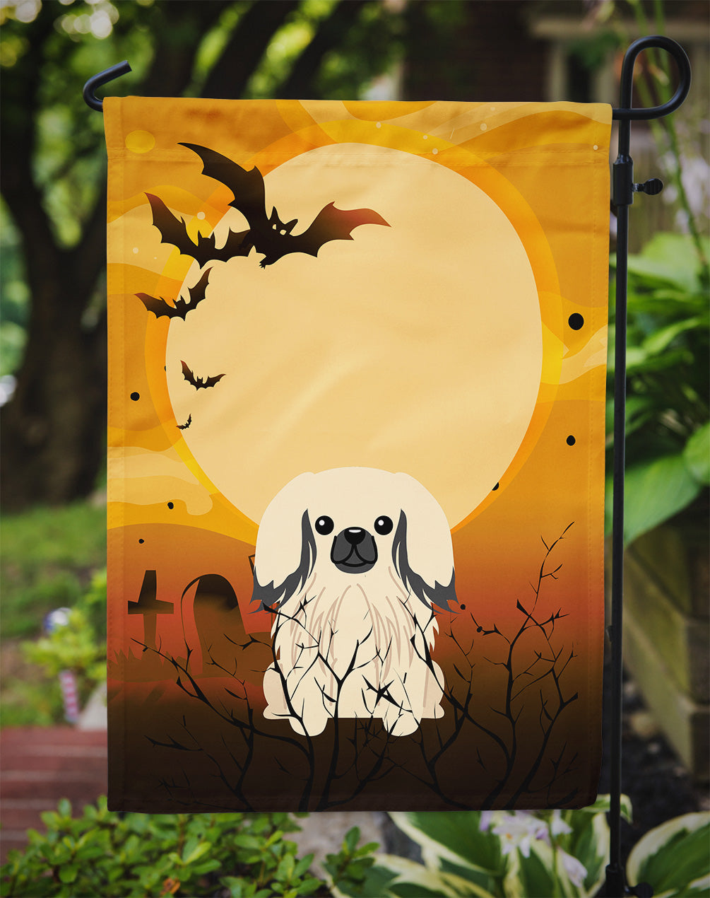 Halloween Pekingese Cream Garden Flag Mailbox Decorative Yard Banner Outside Patio Artwork for Flower Beds, Garden Size, Multicolor