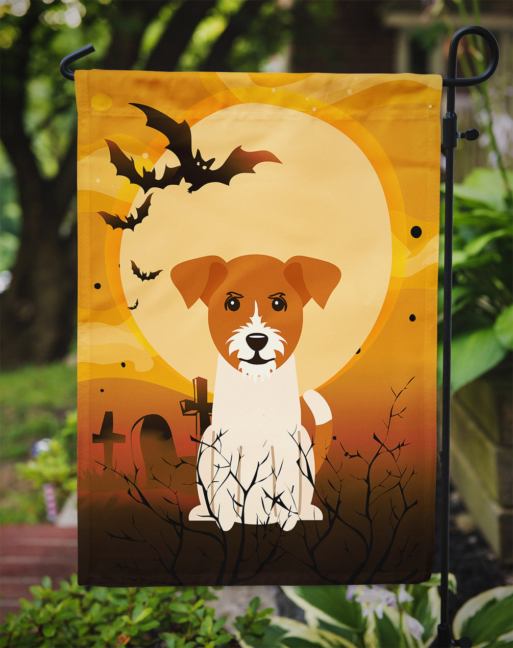 Halloween Jack Russell Terrier Garden Flag Mailbox Decorative Yard Banner Outside Patio Artwork for Flower Beds, Garden Size, Multicolor