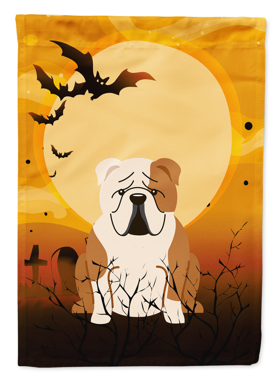 Halloween English Bulldog Fawn White Garden Flag Mailbox Decorative Yard Banner Outside Patio Artwork for Flower Beds, Garden Size, Multicolor