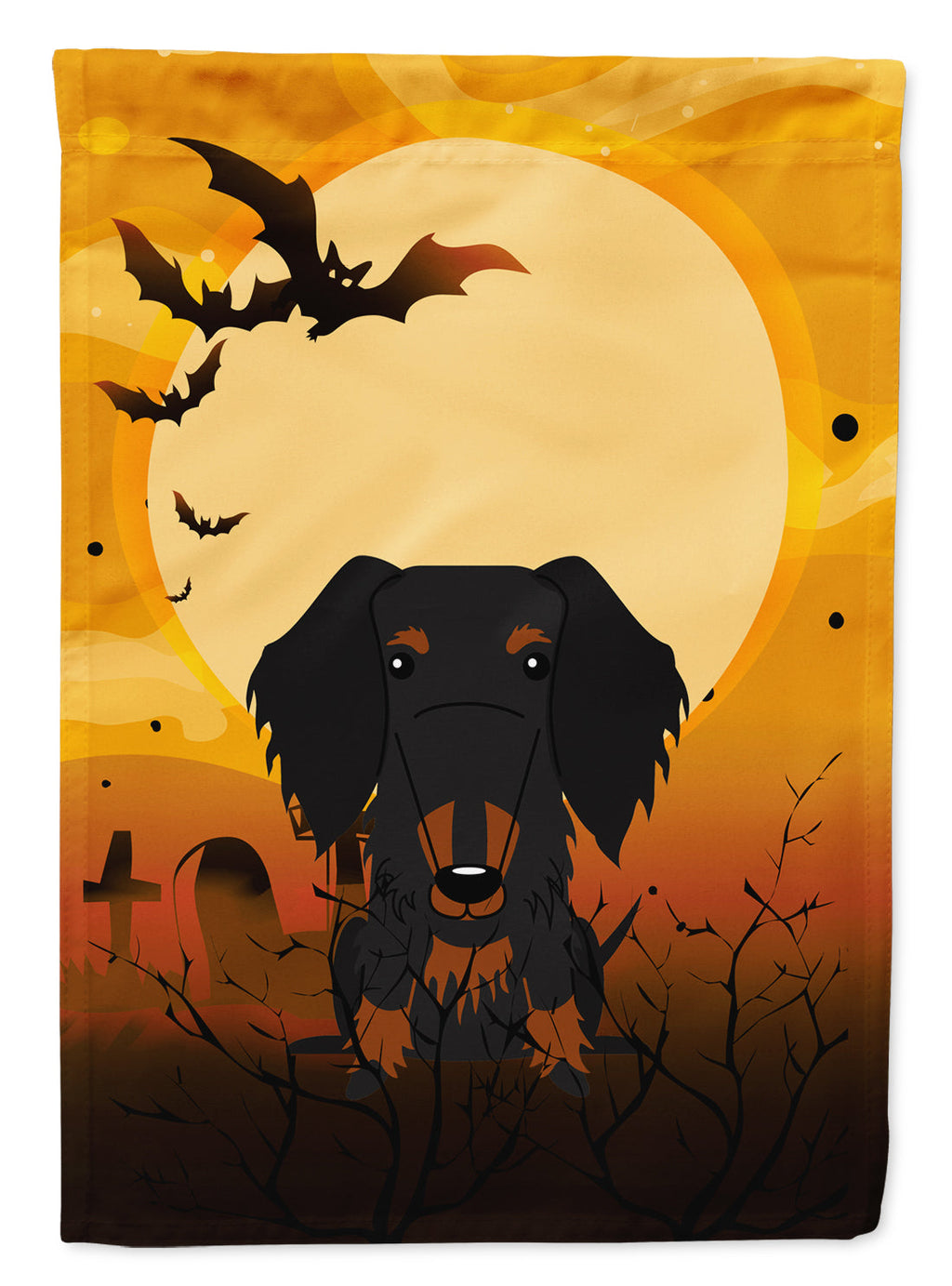 Halloween Wire Haired Dachshund Black Tan Garden Flag Mailbox Decorative Yard Banner Outside Patio Artwork for Flower Beds, Garden Size, Multicolor