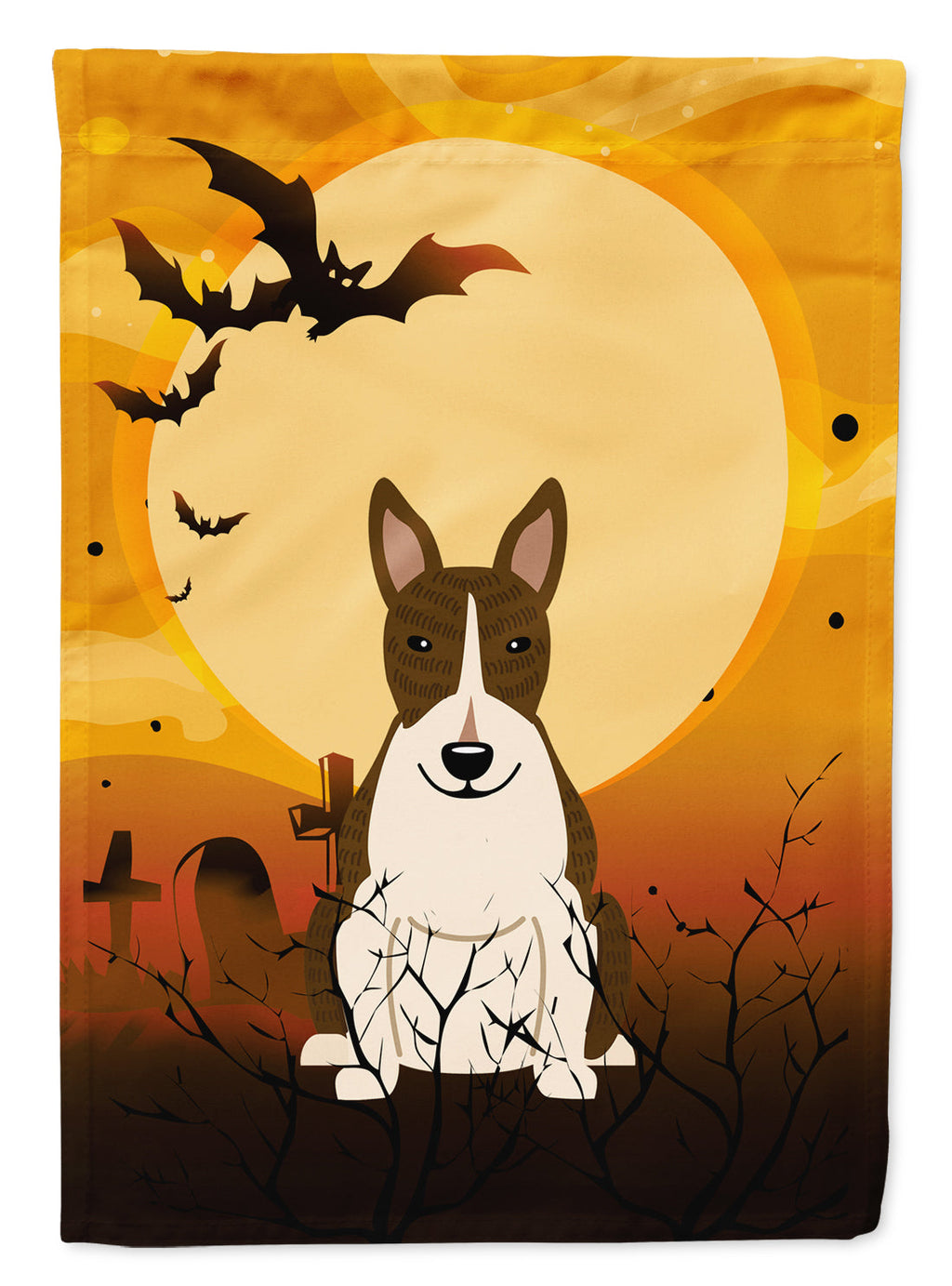 Halloween Bull Terrier Dark Brindle Garden Flag Mailbox Decorative Yard Banner Outside Patio Artwork for Flower Beds, Garden Size, Multicolor