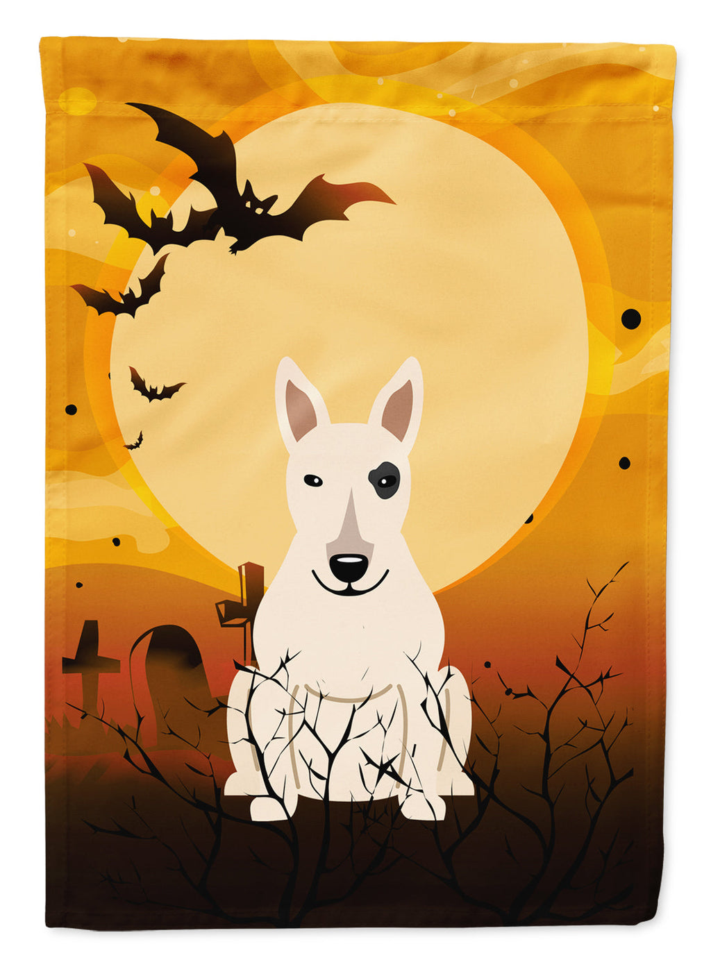 Halloween Bull Terrier White Garden Flag Mailbox Decorative Yard Banner Outside Patio Artwork for Flower Beds, Garden Size, Multicolor