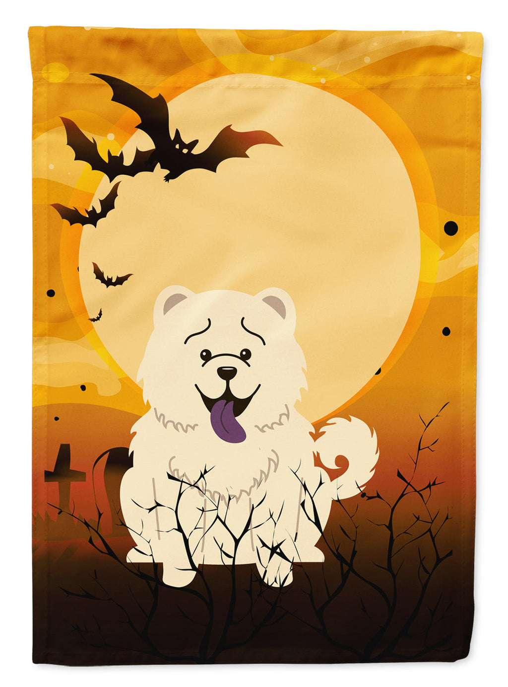 Halloween Chow Chow White Garden Flag Mailbox Decorative Yard Banner Outside Patio Artwork for Flower Beds, Garden Size, Multicolor