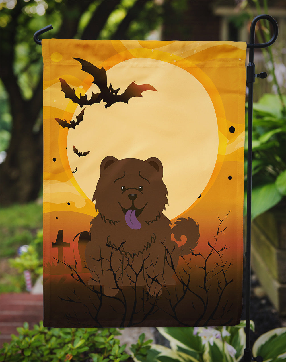 Halloween Chow Chow Chocolate Garden Flag Mailbox Decorative Yard Banner Outside Patio Artwork for Flower Beds, Garden Size, Multicolor