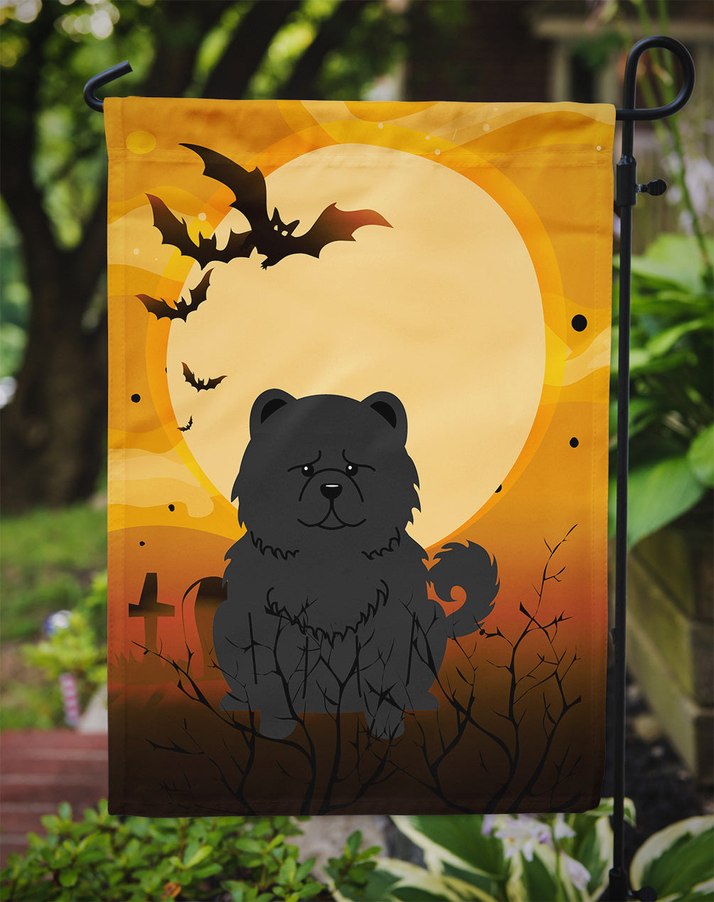 Halloween Chow Chow Black Garden Flag Mailbox Decorative Yard Banner Outside Patio Artwork for Flower Beds, Garden Size, Multicolor