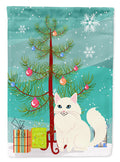 Turkish Angora Cat Merry Christmas Tree Garden Flag Mailbox Decorative Yard Banner Outside Patio Artwork for Flower Beds, Garden Size, Multicolor