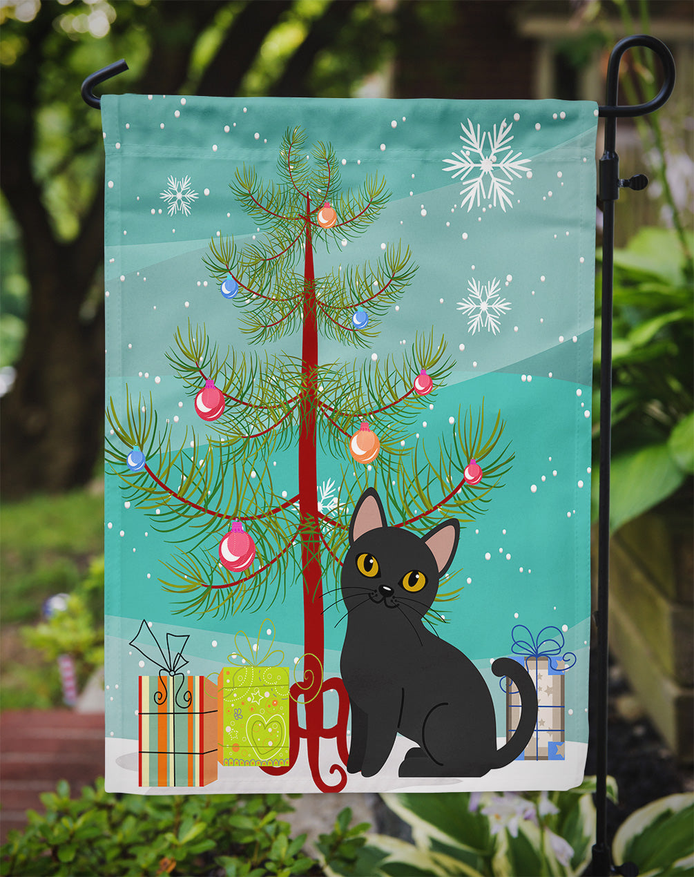 Bombay Cat Merry Christmas Tree Garden Flag Mailbox Decorative Yard Banner Outside Patio Artwork for Flower Beds, Garden Size, Multicolor