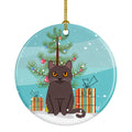 Chartreux Cat Merry Christmas Tree Ceramic Ornament Christmas Tree Hanging Decorations for Home Christmas Holiday, Party, Gift, 3 in, Multicolor