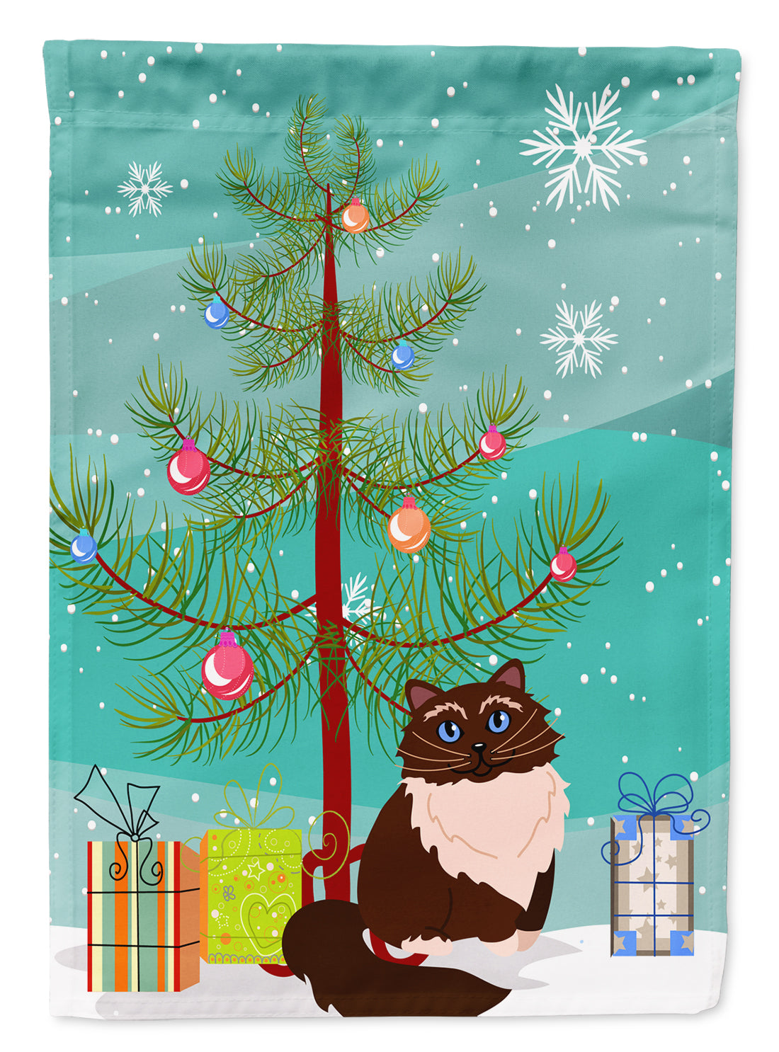 Himalayan Cat Merry Christmas Tree Garden Flag Mailbox Decorative Yard Banner Outside Patio Artwork for Flower Beds, Garden Size, Multicolor