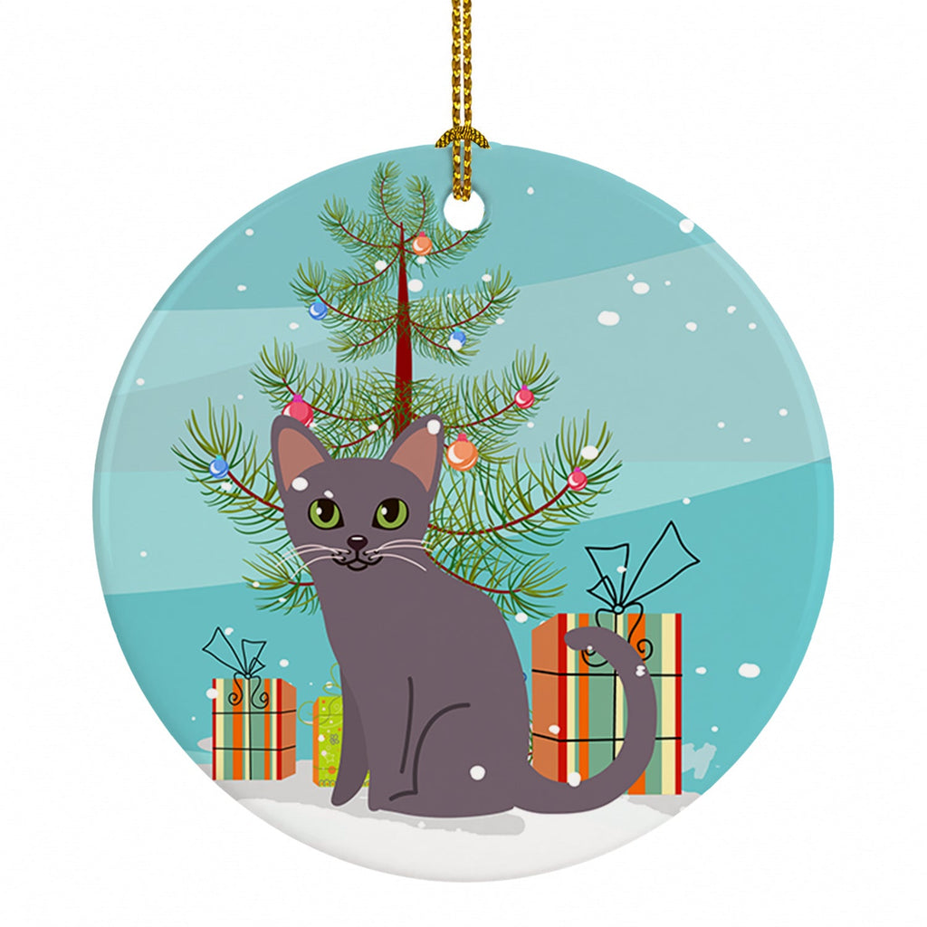 Korat Cat Merry Christmas Tree Ceramic Ornament Christmas Tree Hanging Decorations for Home Christmas Holiday, Party, Gift, 3 in, Multicolor