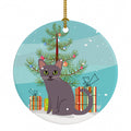 Korat Cat Merry Christmas Tree Ceramic Ornament Christmas Tree Hanging Decorations for Home Christmas Holiday, Party, Gift, 3 in, Multicolor