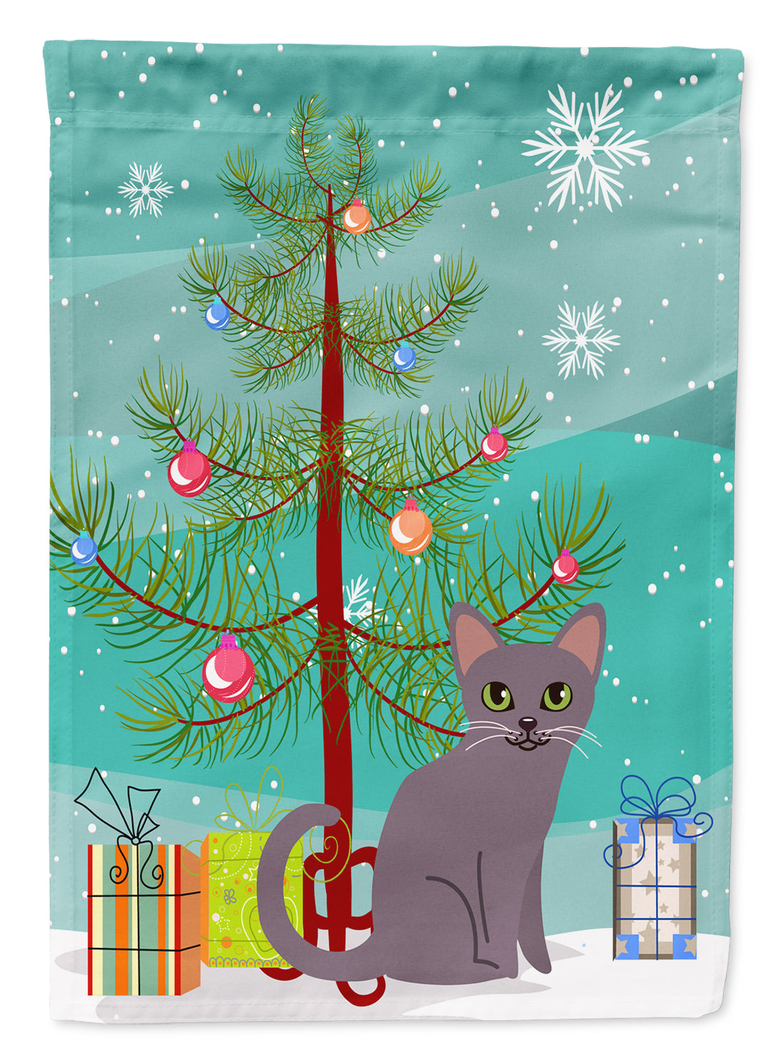 Korat Cat Merry Christmas Tree Garden Flag Mailbox Decorative Yard Banner Outside Patio Artwork for Flower Beds, Garden Size, Multicolor