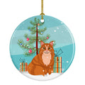 Maine Coon Cat Merry Christmas Tree Ceramic Ornament Christmas Tree Hanging Decorations for Home Christmas Holiday, Party, Gift, 3 in, Multicolor