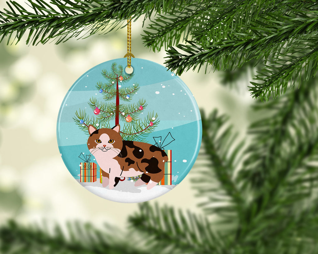 Manx Cat Merry Christmas Tree Ceramic Ornament Christmas Tree Hanging Decorations for Home Christmas Holiday, Party, Gift, 3 in, Multicolor