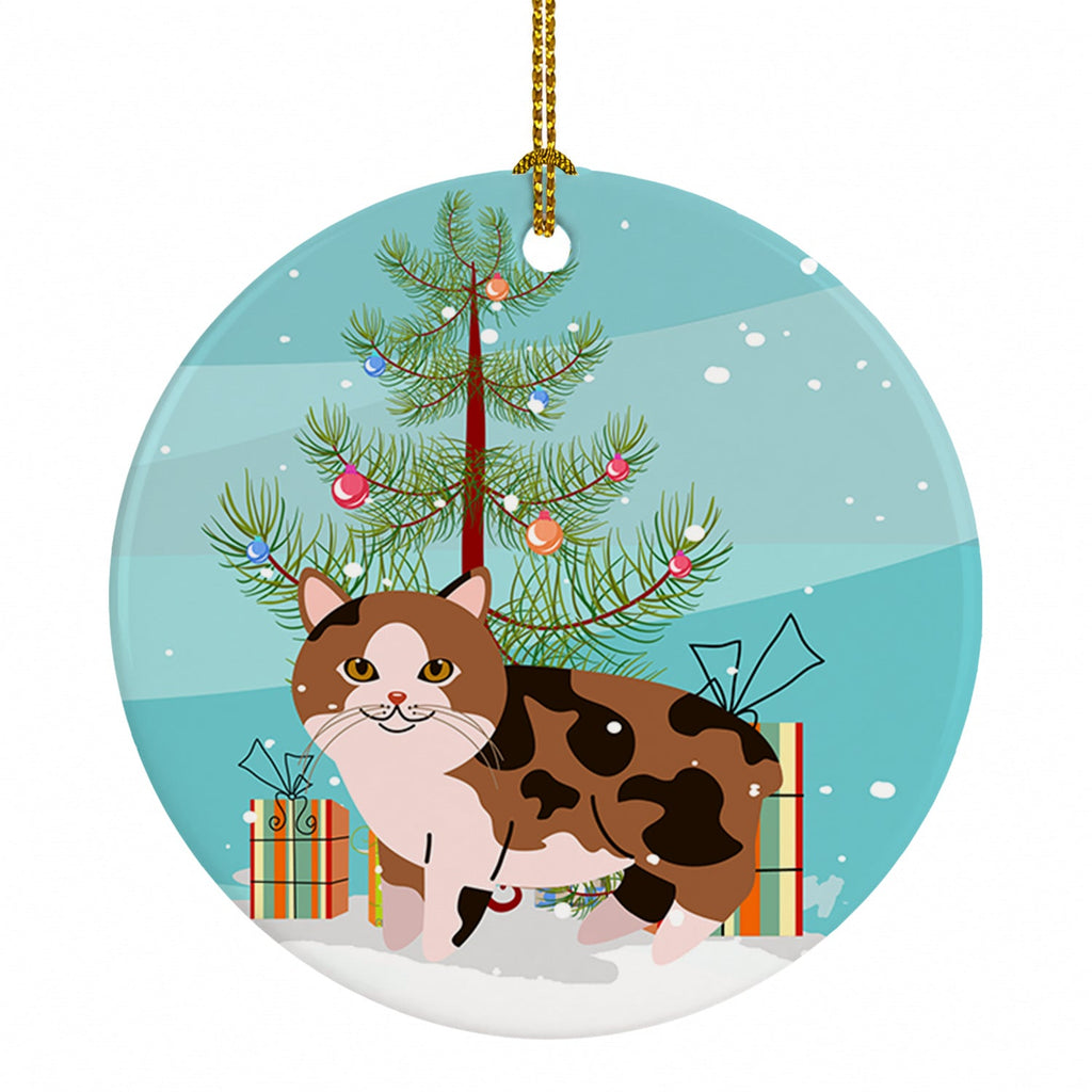 Manx Cat Merry Christmas Tree Ceramic Ornament Christmas Tree Hanging Decorations for Home Christmas Holiday, Party, Gift, 3 in, Multicolor