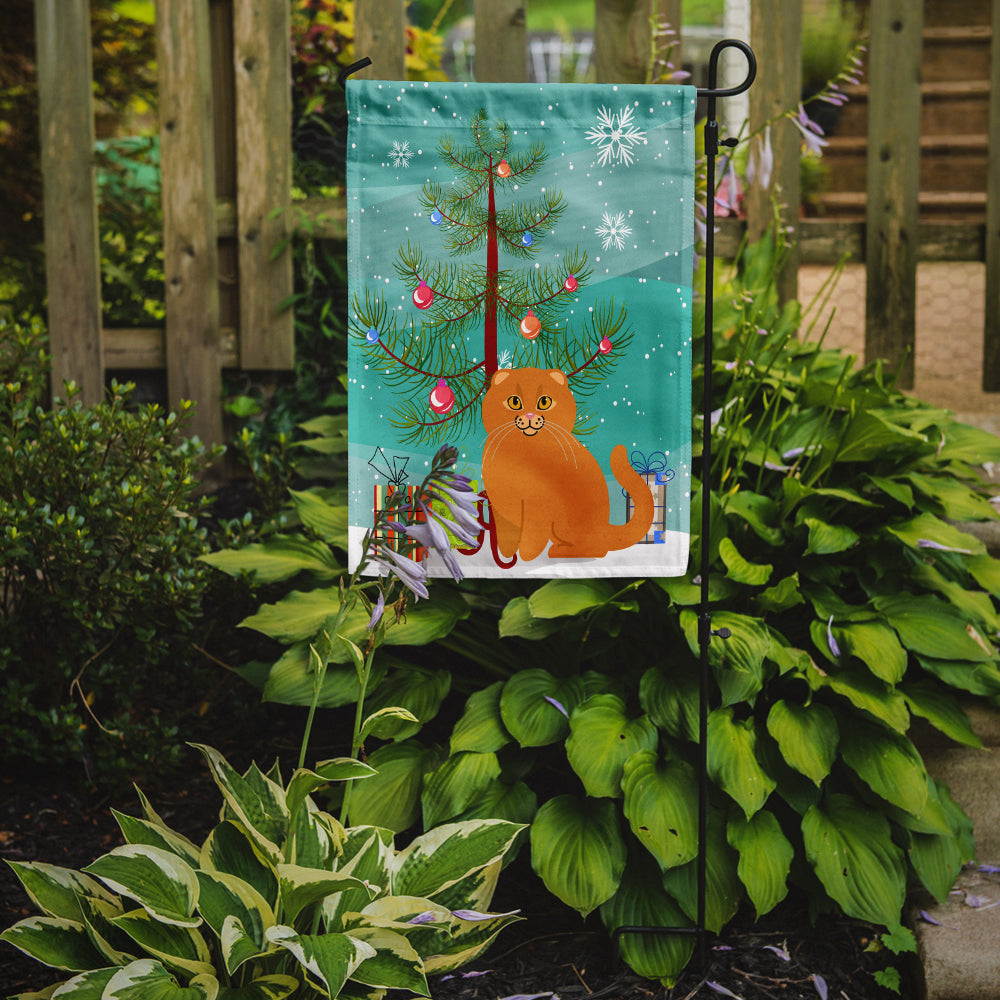 Scottish Fold Cat Merry Christmas Tree Garden Flag Mailbox Decorative Yard Banner Outside Patio Artwork for Flower Beds, Garden Size, Multicolor