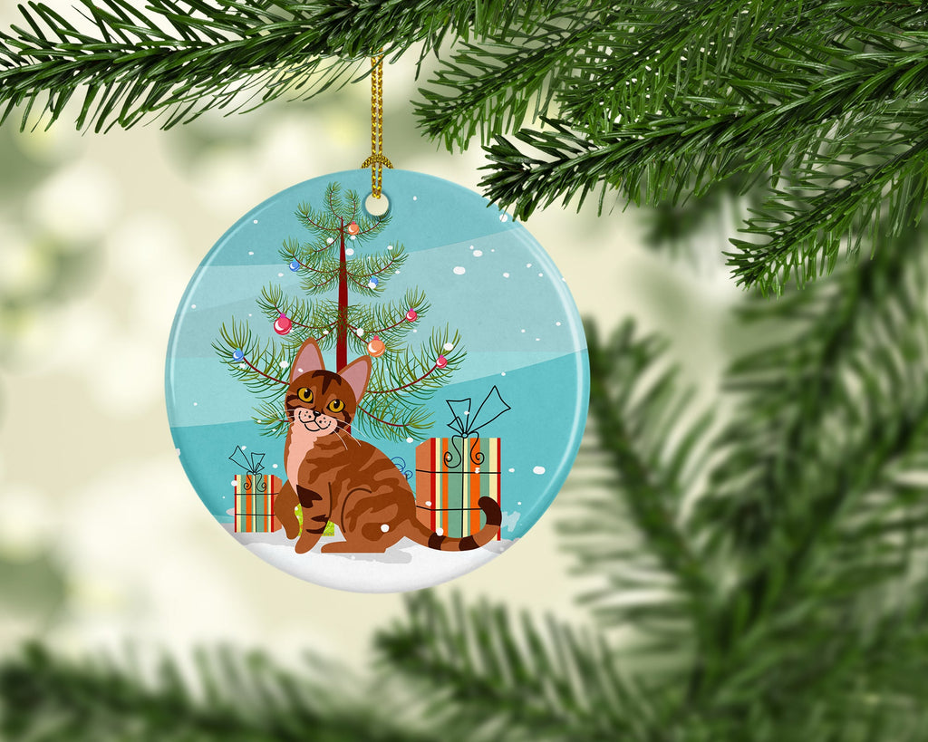 Sokoke Cat Merry Christmas Tree Ceramic Ornament Christmas Tree Hanging Decorations for Home Christmas Holiday, Party, Gift, 3 in, Multicolor