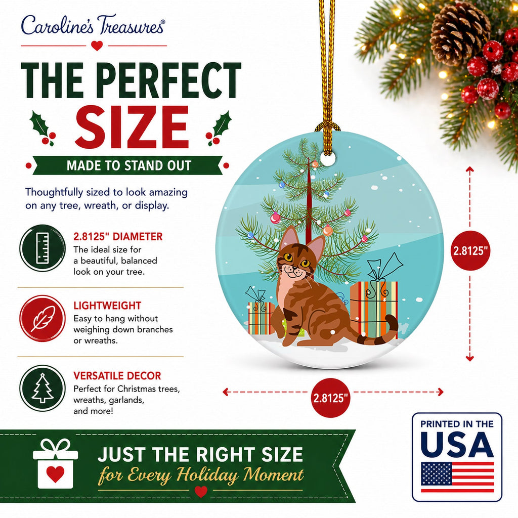 Sokoke Cat Merry Christmas Tree Ceramic Ornament Christmas Tree Hanging Decorations for Home Christmas Holiday, Party, Gift, 3 in, Multicolor