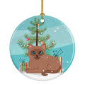 Tonkinese Cat Merry Christmas Tree Ceramic Ornament Christmas Tree Hanging Decorations for Home Christmas Holiday, Party, Gift, 3 in, Multicolor