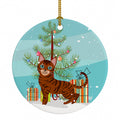 Toyger Cat Merry Christmas Tree Ceramic Ornament Christmas Tree Hanging Decorations for Home Christmas Holiday, Party, Gift, 3 in, Multicolor