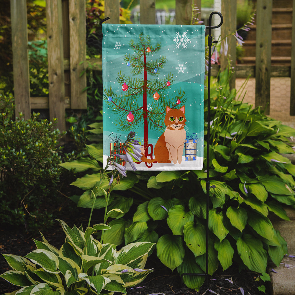 Merry Christmas Tree Ural Rex Cat Garden Flag Mailbox Decorative Yard Banner Outside Patio Artwork for Flower Beds, Garden Size, Multicolor