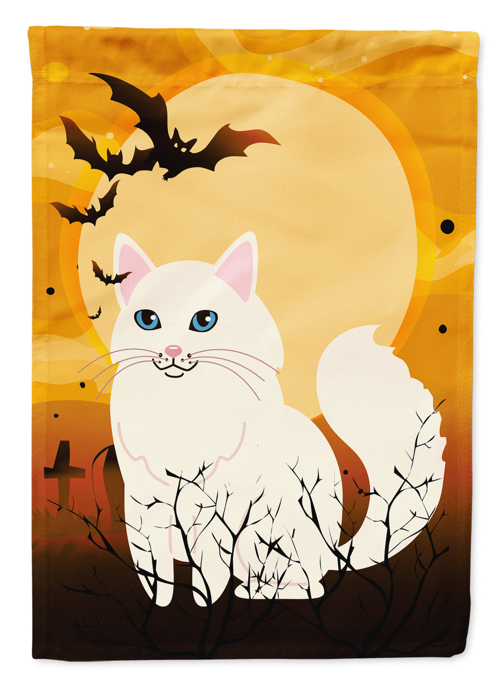 Halloween Turkish Angora Cat Garden Flag Mailbox Decorative Yard Banner Outside Patio Artwork for Flower Beds, Garden Size, Multicolor