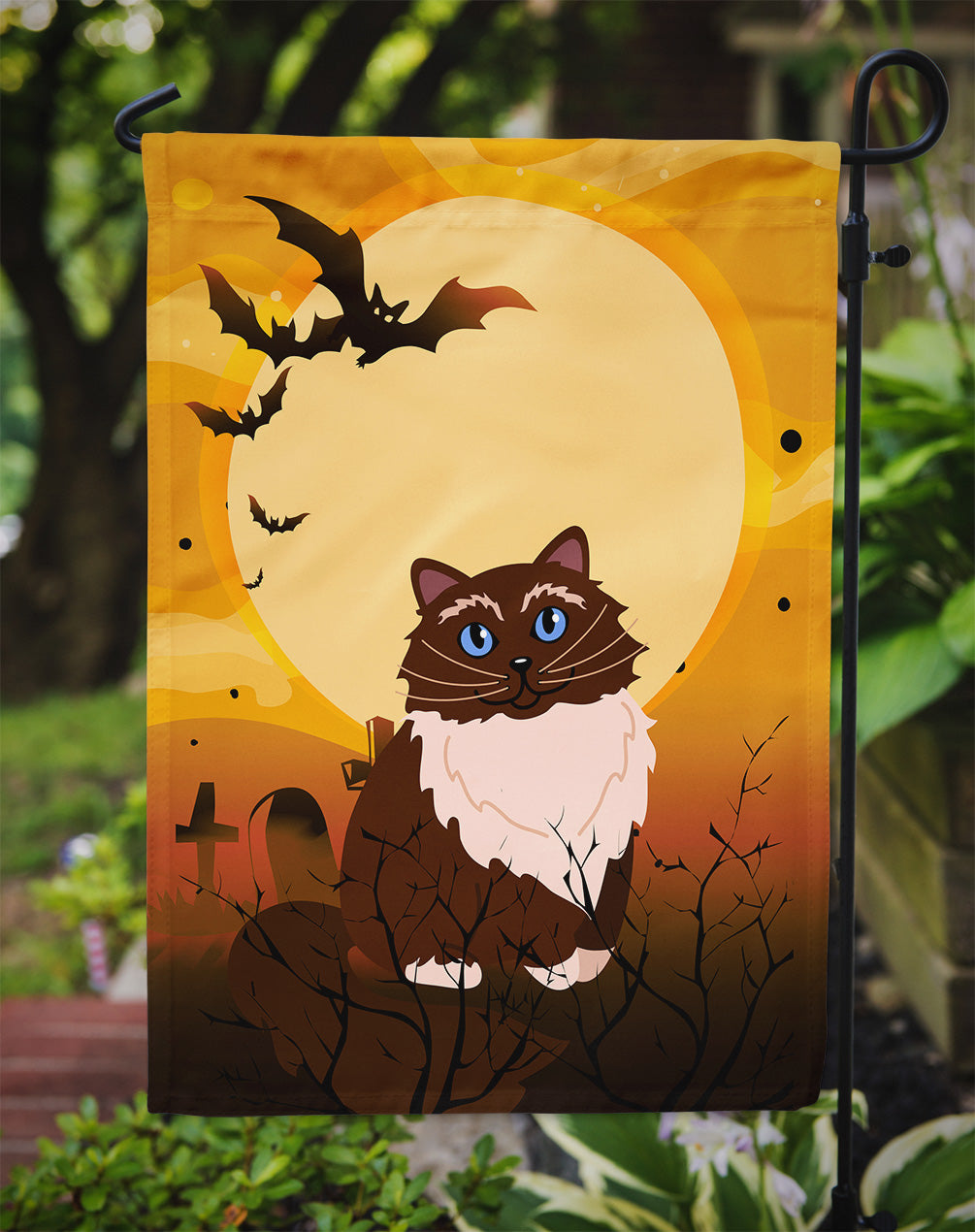 Halloween Himalayan Cat Garden Flag Mailbox Decorative Yard Banner Outside Patio Artwork for Flower Beds, Garden Size, Multicolor