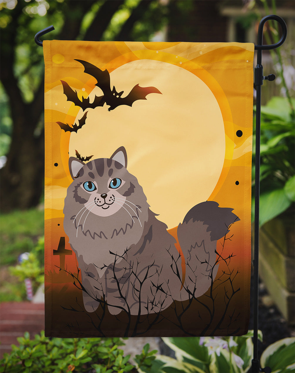 Halloween Siberian Cat Garden Flag Mailbox Decorative Yard Banner Outside Patio Artwork for Flower Beds, Garden Size, Multicolor