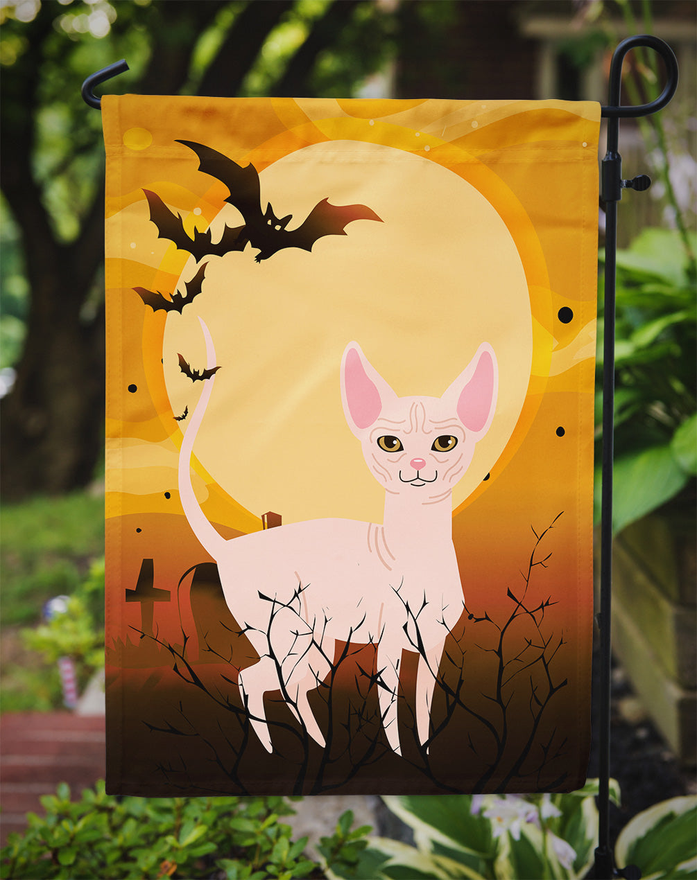 Halloween Sphynx Cat Garden Flag Mailbox Decorative Yard Banner Outside Patio Artwork for Flower Beds, Garden Size, Multicolor