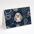 Blue Flowers Cocker Spaniel Greeting Cards Pack of 8 Blank Cards with Envelopes Whimsical A7 Size 5x7