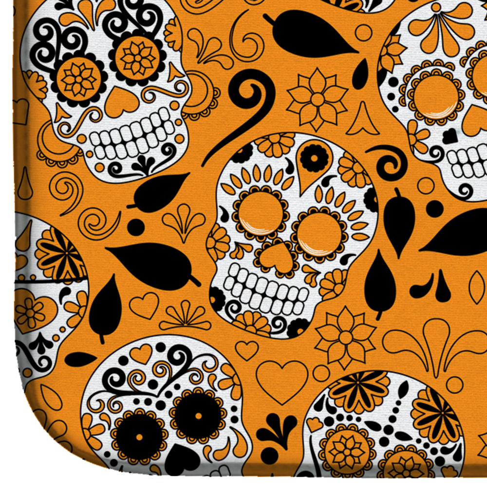 Day of the Dead Orange Dish Drying Mat Absorbent Dish Drying Mat Pad for Kitchen Counter Dish Drainer Mat for Countertop, 14 x 21", Multicolor