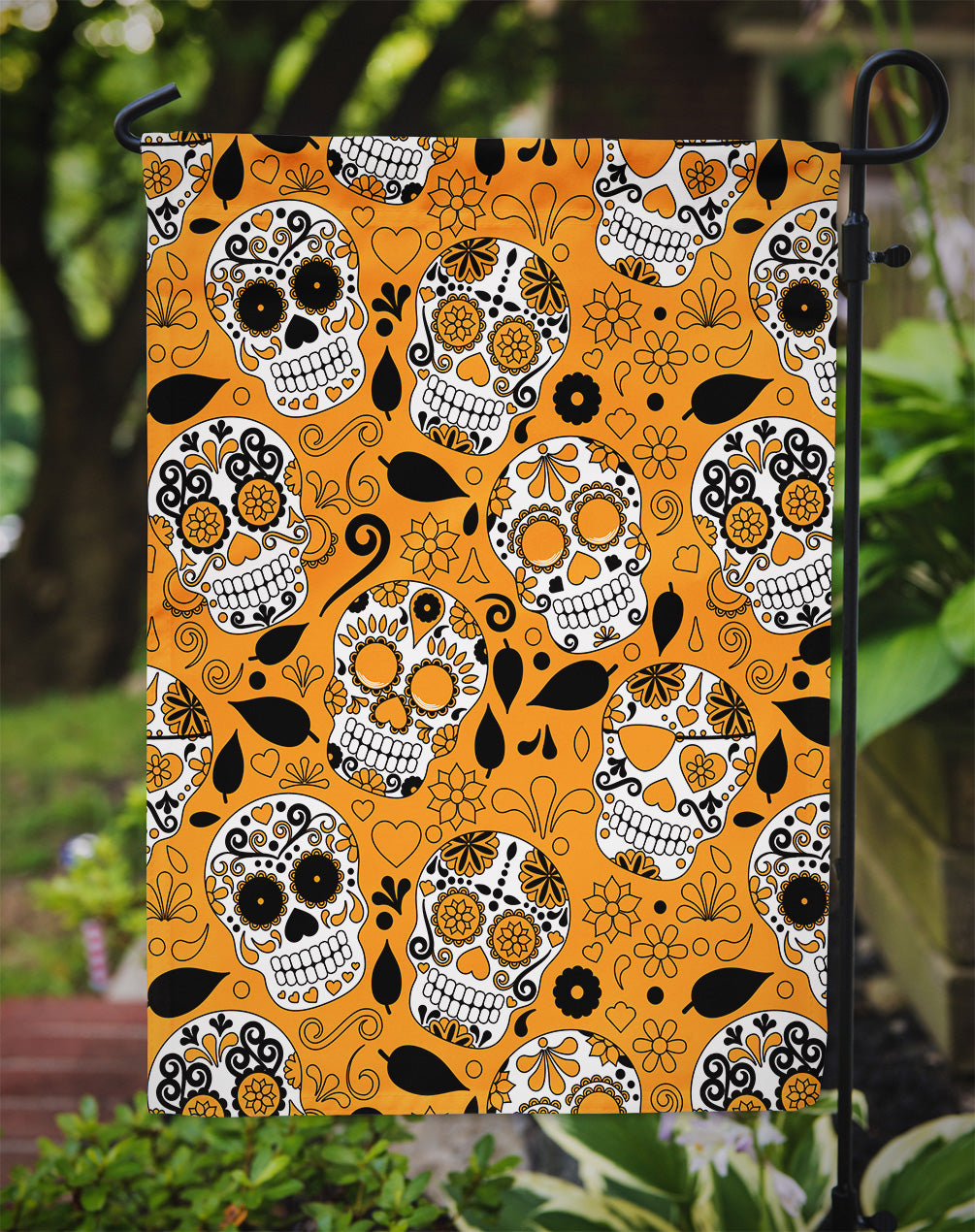 Day of the Dead Orange Garden Flag Mailbox Decorative Yard Banner Outside Patio Artwork for Flower Beds, Garden Size, Multicolor