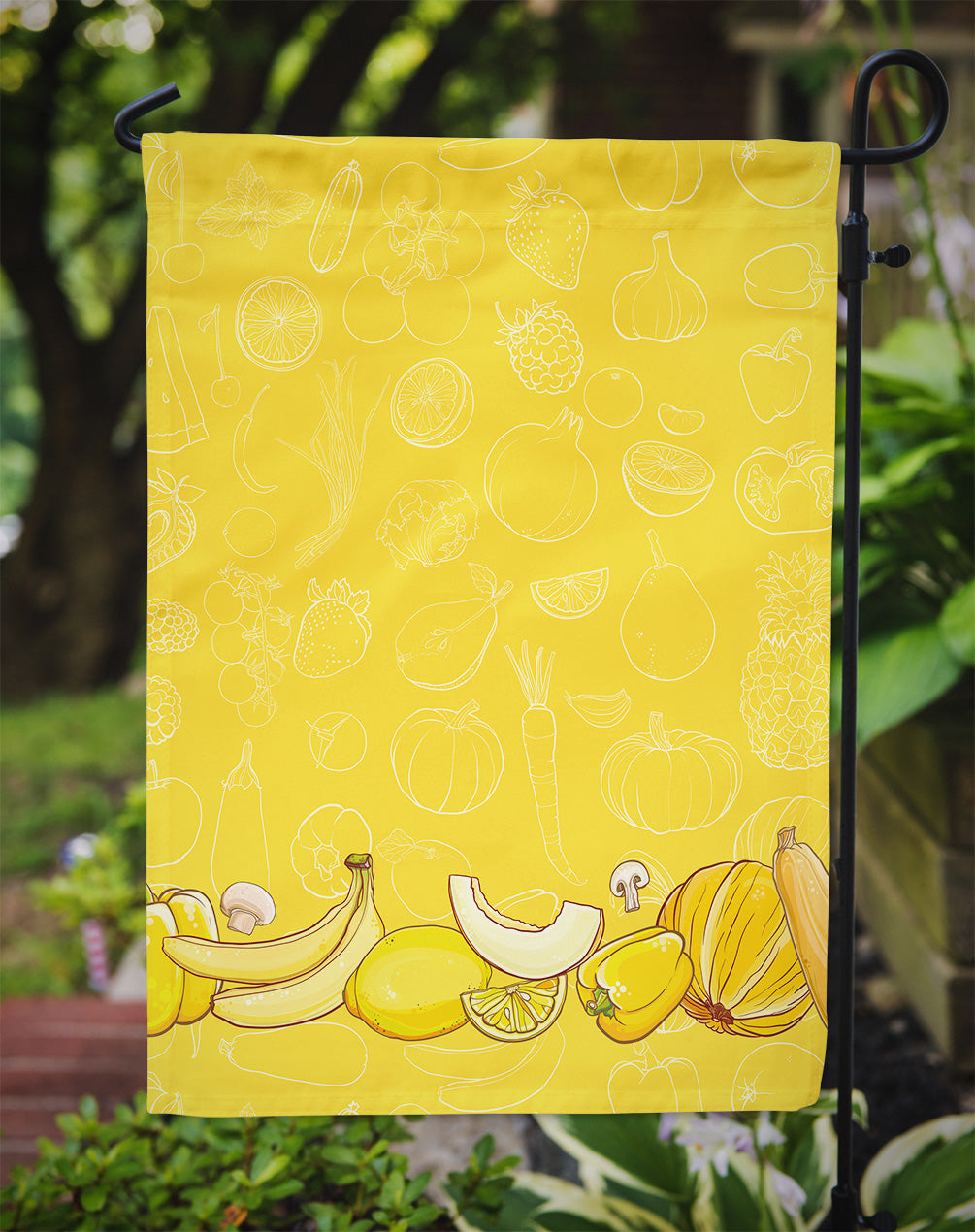 Fruits and Vegetables in Yellow Garden Flag Mailbox Decorative Yard Banner Outside Patio Artwork for Flower Beds, Garden Size, Multicolor