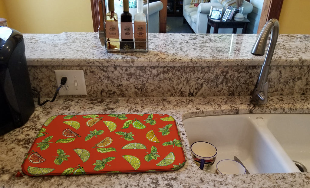 Lemons, Limes and Oranges Dish Drying Mat Absorbent Dish Drying Mat Pad for Kitchen Counter Dish Drainer Mat for Countertop, 14 x 21", Multicolor