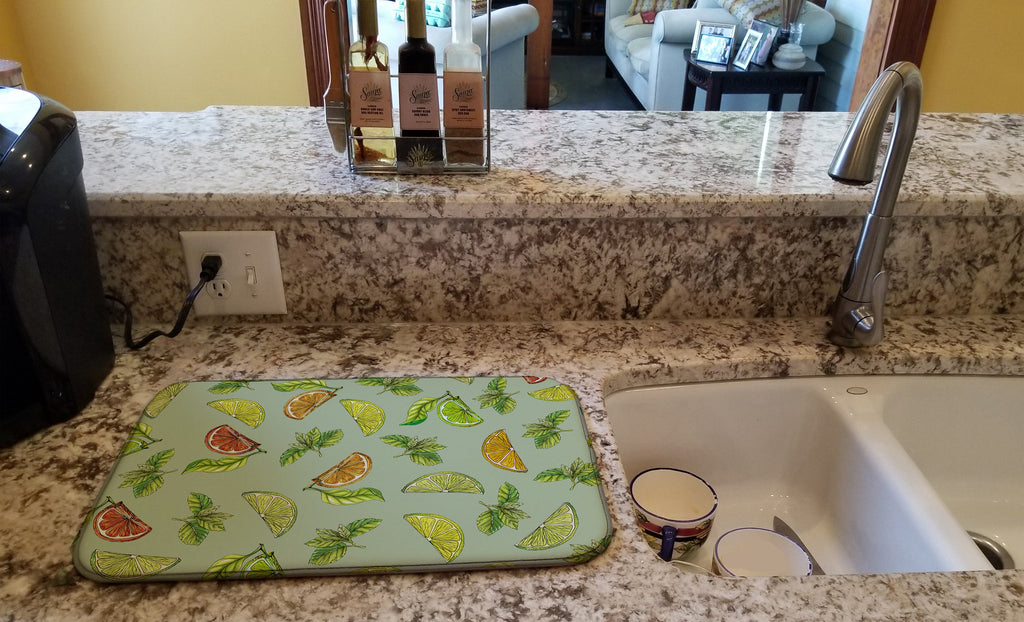 Lemons, Limes and Oranges Dish Drying Mat Absorbent Dish Drying Mat Pad for Kitchen Counter Dish Drainer Mat for Countertop, 14 x 21", Multicolor